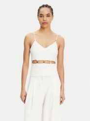 Patrizia Pepe Top 2C1635 A411 Biały Regular Fit. Białe topy Patrizia Pepe, bez wzorów, z syntetyku, bez kołnierzyka, bez ramiączek. Za 1,249.00 zł.