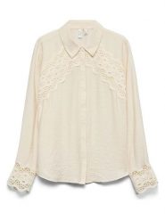 Vero Moda Koszula w kolorze kremowym rozmiar: M. Brązowe koszule Vero Moda, m, bez wzorów, z koronki, bez kołnierzyka, bez ramiączek. Za 139.95 zł.