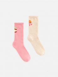 Skarpetki z bawełną 2 pack - różowy. Czerwone skarpetki Reserved, bez wzorów, z bawełny. Za 39.99 zł.