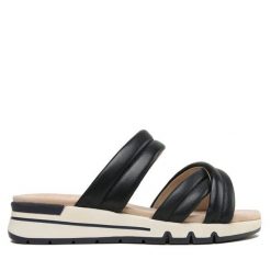 Klapki Caprice. Niebieskie klapki Caprice, bez wzorów, bez obcasa, bez zapięcia. Za 239.99 zł.
