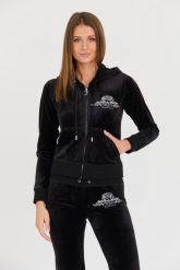 JUICY COUTURE Czarna bluza Arched Metallic. Czarne bluzy Juicy Couture, s, bez wzorów, bez kaptura. W wyprzedaży za 369.99 zł.