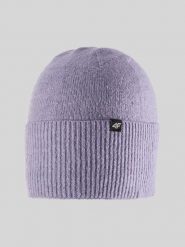 4F Czapka zimowa damska - fioletowa Uniwersalny. Fioletowe czapki zimowe 4f, z aplikacjami, z dzianiny, klasyczne. Za 49.99 zł.