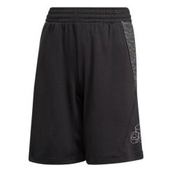 Spodenki sportowe młodzieżowe Adidas Aeroready Heather. Czarna szorty sportowe adidas, bez wzorów, z poliesteru, na jogę i pilates. W wyprzedaży za 115.00 zł.