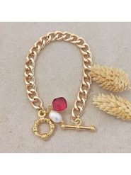 Nakkash Pozłacana bransoletka z kryształem rozmiar: onesize. Czerwone bransoletki Nakkash, z kryształem, pozłacane. Za 82.64 zł.