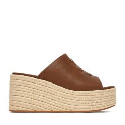 Espadryle Badura. Brązowe espadryle Badura, bez wzorów, bez obcasa. Za 349.99 zł.