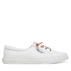 Tenisówki Pepe Jeans. Białe trampki Pepe Jeans, bez wzorów, z jeansu, bez zapięcia. Za 219.99 zł.