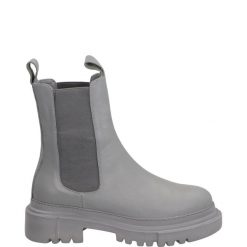 SKÓRZANE SZTYBLETY 1006-49 LI GREY. Szare botki Venezia, bez wzorów, ze skóry, bez obcasa, bez zapięcia. Za 299.00 zł.