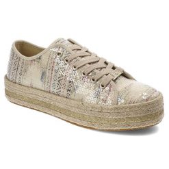 Beżowe Espadryle Rieker Modne Obuwie Damskie. Brązowe espadryle Rieker, bez wzorów, z materiału, bez obcasa. Za 259.00 zł.
