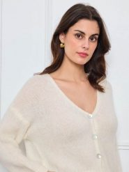 CXL by Christian Lacroix Kardigan w kolorze kremowym rozmiar: onesize. Brązowe swetry CXL by Christian Lacroix, bez wzorów, z wełny, bez ramiączek. Za 208.99 zł.