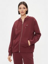 Gant Bluza Rel Shield Zip Hoodie 4204665 Bordowy Relaxed Fit. Czerwone bluzy Gant, s, bez wzorów, z bawełny, bez ramiączek, bez kaptura. Za 409.99 zł.