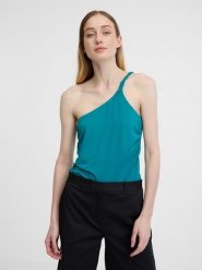 Orsay Top w kolorze turkusowym rozmiar: S. Niebieskie topy Orsay, s, bez wzorów, bez kołnierzyka, bez ramiączek. Za 41.95 zł.
