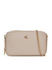 Calvin Klein Torebka Minimal Mono Camera Bag LV04K1086G Beżowy. Brązowe kopertówki Calvin Klein, bez wzorów, ze skóry, wizytowe, bez dodatków. Za 349.99 zł.