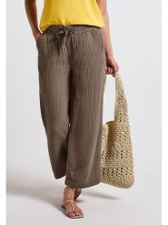 Street One Spodnie w kolorze jasnobrązowym rozmiar: W42/L28. Brązowe spodnie materiałowe Street One, bez wzorów, z materiału, street. Za 96.60 zł.