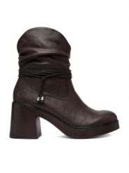 Rieker Botki CEO-58091-25 Brązowy. Brązowe botki Rieker, bez wzorów, ze skóry, bez obcasa, na słupku, bez zapięcia. Za 399.99 zł.