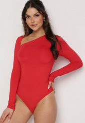 Czerwone Body z Asymetrycznym Dekoltem i Długim Rękawem Ilakia. Czerwone body i gorsety Born2be, bez wzorów, bez ramiączek. W wyprzedaży za 84.99 zł.