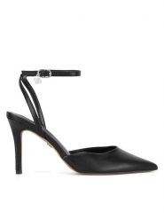 Nine West Szpilki CD23029-3 Czarny. Czarne sandały Nine West, bez wzorów, z materiału, bez obcasa, na szpilce, bez zapięcia. Za 229.99 zł.