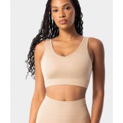 Biustonosz sportowy bezszwowy damski Simply Seamless Carpatree. Brązowe biustonosze sportowe Carpatree, bez wzorów, na fitness i siłownię. Za 79.99 zł.
