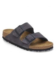 Birkenstock Skórzane klapki "Arizona" w kolorze antracytowym rozmiar: 41. Szare klapki Birkenstock, bez wzorów, ze skóry, klasyczne, z otwartym noskiem, bez obcasa, bez zapięcia. Za 418.69 zł.