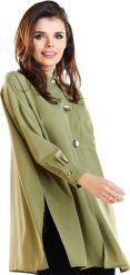Awama Koszula A263 Khaki. Brązowe koszule Awama, bez wzorów, bez kołnierzyka, bez ramiączek. Za 149.99 zł.