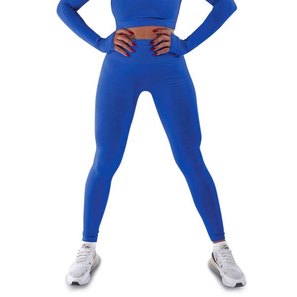 Techniczne legginsy z efektem push-up i idealną sylwetką. Niebieskie legginsy R-EVENGE, bez wzorów, z elastanu, sportowe. Za 195.88 zł.