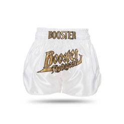 Szorty bokserskie Booster Fight Gear TBT Thunder. Białe szorty BOOSTER FIGHT GEAR, bez wzorów, sportowe. Za 293.00 zł.