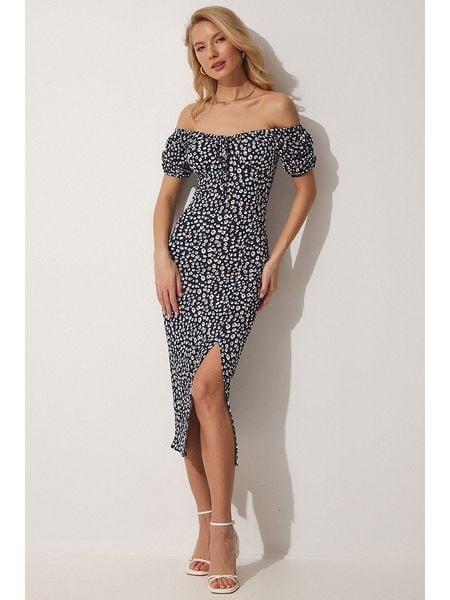 Happiness Istanbul Sukienka w kolorze czarno-białym rozmiar: 38. Białe sukienki Happiness Istanbul, bez wzorów, bez kołnierzyka, bez ramiączek, midi. Za 83.81 zł.