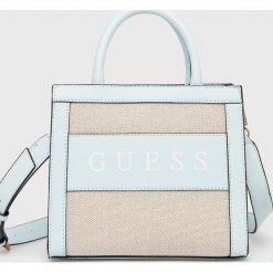 Guess torebka. Niebieskie listonoszki Guess, z aplikacjami, na ramię, bez dodatków. Za 529.99 zł.