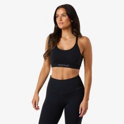 Biustonosz treningowy damski Swedemount Core Strap Bra oddychający. Czarne biustonosze sportowe SWEDEMOUNT, bez wzorów, z tkaniny, na fitness i siłownię. Za 72.00 zł.