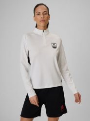 4F Bluza piłkarska regular szybkoschnąca damska - biała S. Białe bluzy bez kaptura 4f, s, bez wzorów, bez kaptura, na fitness i siłownię. W wyprzedaży za 79.99 zł.