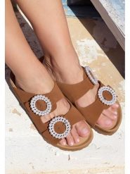 BABUNKERS Family Skórzane klapki w kolorze brązowym rozmiar: 37. Brązowe klapki BABUNKERS Family, bez wzorów, klasyczne, z otwartym noskiem, bez obcasa, bez zapięcia. Za 173.99 zł.