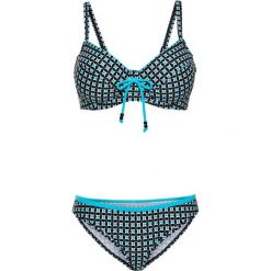 Bikini na fiszbinach "minimizer" (2 części) bonprix czarny z nadrukiem. Bikini marki bonprix. Za 79.99 zł.
