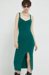 Abercrombie & Fitch sukienka kolor zielony midi dopasowana. Zielone sukienki Abercrombie & Fitch, l, bez wzorów, z dzianiny, bez kołnierzyka, bez ramiączek, midi, dopasowane. W wyprzedaży za 309.99 zł.