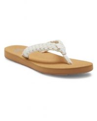 Klapki plażowe dla Kobiety PORTO Biały. Brązowe klapki Roxy, bez wzorów, z bawełny, bez obcasa, bez zapięcia. Za 129.99 zł.