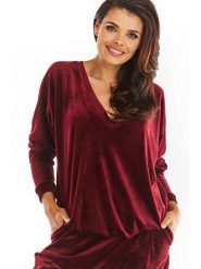 Awama Bluza w kolorze bordowym rozmiar: onesize. Czerwone bluzy Awama, bez wzorów, bez kaptura. Za 114.71 zł.