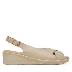 Sandały Go Soft. Brązowe sandały GO SOFT, bez wzorów, bez obcasa, na koturnie, bez zapięcia. Za 94.99 zł.