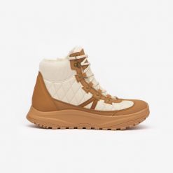 Buty turystyczne damskie Quechua NH500 Mid wodoodporne. Brązowe buty trekkingowe QUECHUA, na zimę, bez zapięcia. Za 269.99 zł.