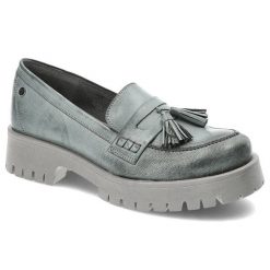 Niebieskie Półbuty Maciejka Wygodne Skórzane Buty Damskie. Niebieskie półbuty wsuwane Maciejka, bez wzorów, bez obcasa. Za 349.00 zł.