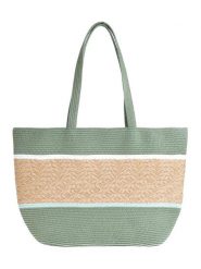 BLE Shopper bag w kolorze zielono-beżowym - 48 x 30 x 16 cm rozmiar: onesize. Brązowe shopper bag BLE, bez wzorów, z materiału, na ramię, bez dodatków. Za 94.16 zł.