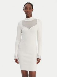 Guess Jeans Sukienka dzianinowa W6RK61 Z4842 Biały Regular Fit. Białe sukienki Guess Jeans, xl, z aplikacjami, z dzianiny, bez kołnierzyka, bez ramiączek. Za 529.99 zł.