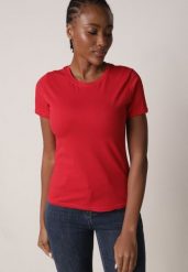 Czerwony Bawełniany T-shirt w Klasycznym Stylu Nedila. Czerwone t-shirty Born2be, m, bez wzorów, z bawełny, klasyczne, bez kołnierzyka, bez ramiączek. Za 39.99 zł.