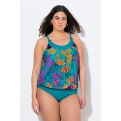 Damskie Tankini liście miękkie miseczki regulowane ramiączka. Niebieskie bikini Ulla Popken, bez wzorów, z elastanu. Za 279.99 zł.