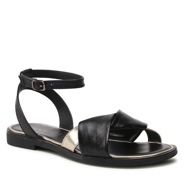 Sandały Lasocki. Czarne sandały Lasocki, bez wzorów, bez obcasa, na płaskiej podeszwie, bez zapięcia. Za 169.99 zł.