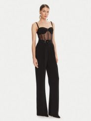 Elisabetta Franchi Kombinezon TU-057-56E2 Czarny Regular Fit. Czarne sukienki Elisabetta Franchi, bez wzorów, z syntetyku, bez kołnierzyka, bez ramiączek. Za 2,689.00 zł.