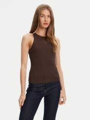 Guess Top W5GP57 KCV52 Brązowy Regular Fit. Brązowe topy Guess, l, z aplikacjami, z syntetyku, bez kołnierzyka, bez ramiączek. Za 122.00 zł.