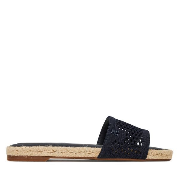 Klapki Tommy Hilfiger. Niebieskie klapki Tommy Hilfiger, bez wzorów, z meshu, bez obcasa, bez zapięcia. Za 179.99 zł.