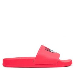 Klapki Chiara Ferragni. Czerwone klapki Chiara Ferragni, bez wzorów, bez obcasa, bez zapięcia. Za 449.00 zł.
