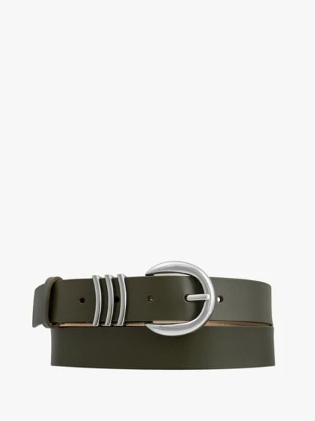 Zielony pasek ze skóry licowej. Zielone paski Ryłko, bez wzorów, ze skóry, eleganckie. Za 129.99 zł.