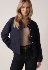 Granatowa Bawełniana Kurtka Jeansowa Perimea. Niebieskie kurtki Born2be, l, bez wzorów, z bawełny, bez kaptura. Za 149.99 zł.