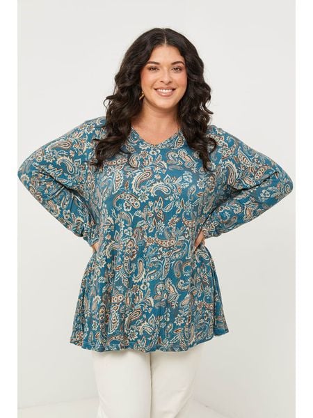 Curvy Lady Bluzka w kolorze niebieskim rozmiar: 44/46. Niebieskie bluzki Curvy Lady, bez wzorów, z bawełny, klasyczne, bez kołnierzyka, bez ramiączek. Za 86.99 zł.