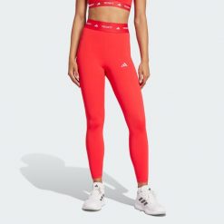 Legginsy TECHFIT 7/8. Czerwone legginsy adidas, bez wzorów, z materiału, sportowe. Za 199.00 zł.